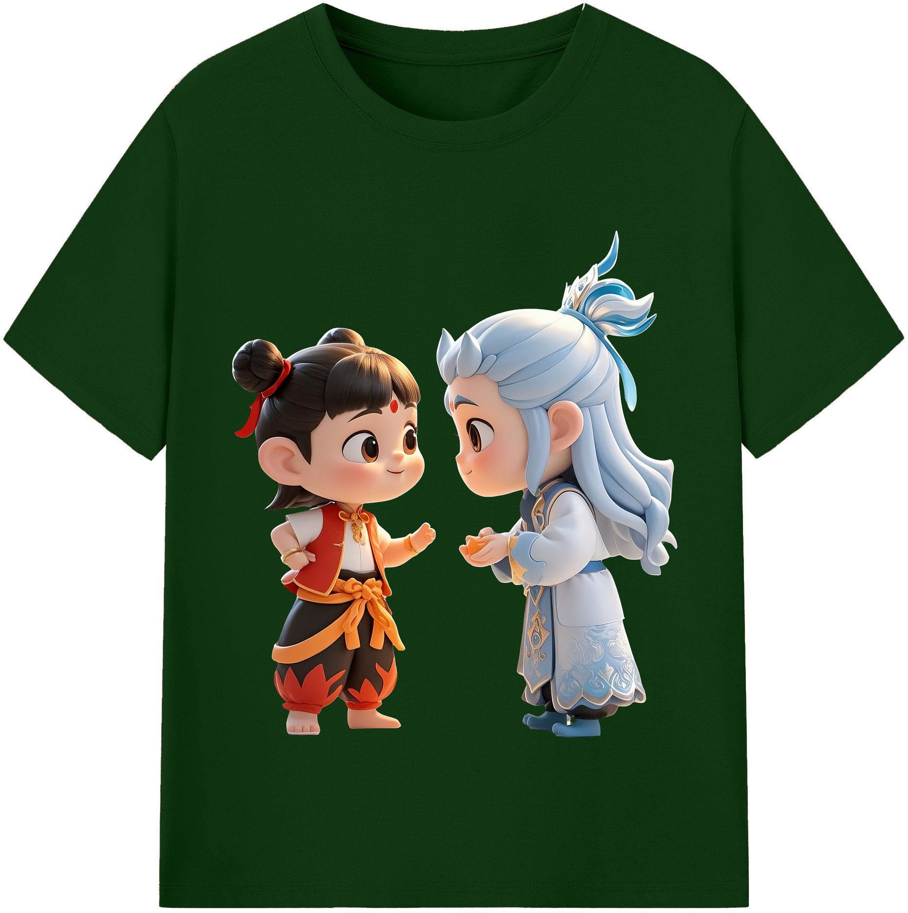 （画像用） Ne Zha 2 ナタ 魔童の大暴れ 綿100％半袖Tシャツ（フロントプリント）